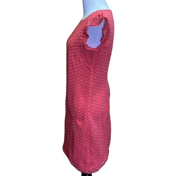 STS Sail to Sable Pink Coral Silk Ruffle Sleeve Swiss Dot Dress Size 2 - Picture 5 of 10